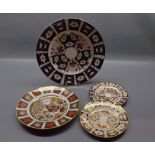 Pair of Royal Crown Derby Imari side plates together with a further larger 11 ins diameter plate and