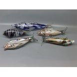 Group of five 20th century Murano glass fish, multi-coloured glass, the largest 15 1/2 ins long (5)