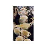 Copeland Spode china coffee set in "Chinese Rose" pattern, comprising coffee pot, seven cups, ten