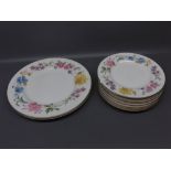 Set of eight Royal Doulton "Kentmere" pattern 8 ins plates (one chipped), together with two 10 1/2