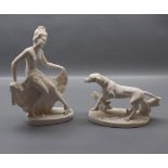 Two composition models: pointer dog and dancer, 9 1/2 ins high (2)