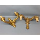Pair of carved giltwood two light wall fittings