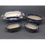 Group comprising: Mason's "Vista" pattern blue and white soup tureen (lacking lid), together with