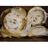 Quantity of Woods Ivory ware dinner wares, bird and floral transfers to a cream ground,