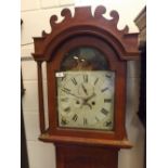 Mid-19th century oak cased 8-day long case clock, (name rubbed), the arched hood with shaped