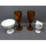 Group of Victorian white milk glass jug and bowl set, thistle designs, jug 6 ins tall and the bowl 6