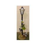 Interesting mid-20th century Murano glass table lamp formed as a clown climbing a lamp-post with dog