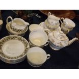 Paragon Enchantment small teapot with matching sugar bowl and cream jug, together with two cups