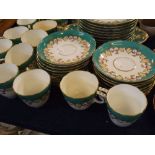 Quantity of 19th century turquoise and gilt decorated part tea wares, comprising 14 tea cups of