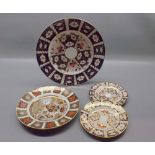 Pair of Royal Crown Derby Imari side plates together with a further larger 11 ins diameter plate and