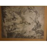 After George Morland, stipple engraving, Figure on horseback with dog, 18 x 13 1/2 ins