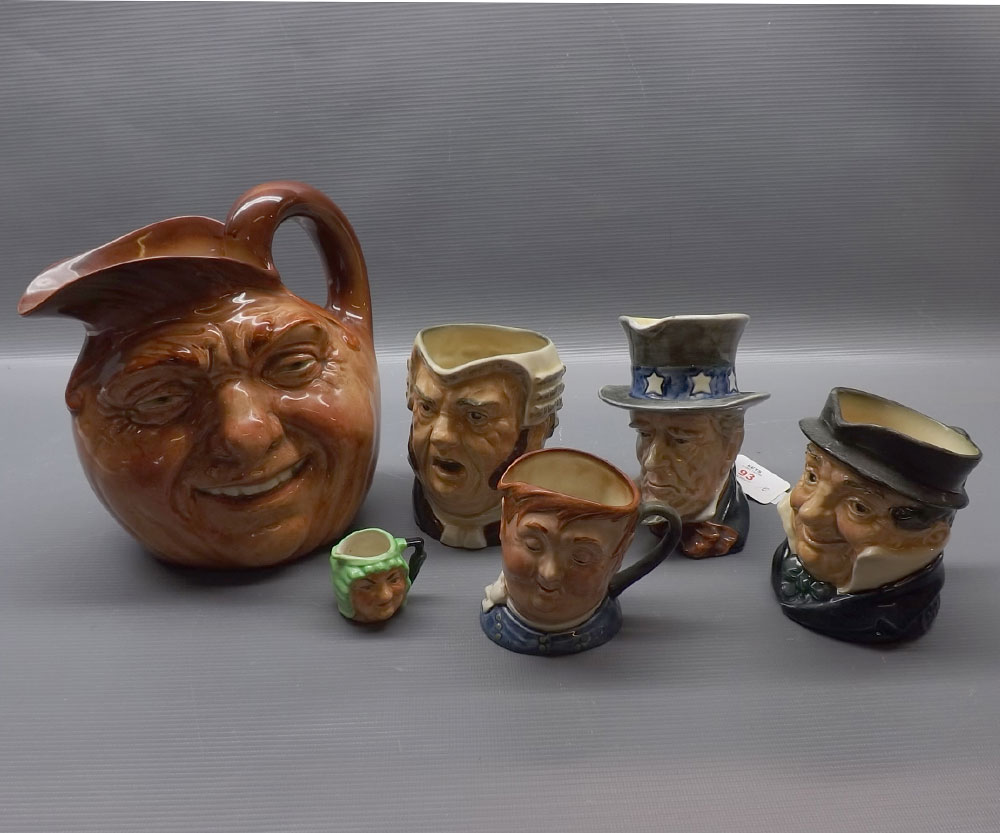 Four Royal Doulton character jugs, to include John Barleycorn, Fat Boy plus two others, together
