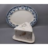 Victorian Bonn of Germany Imperial cheese dish with printed floral decoration, losses throughout,