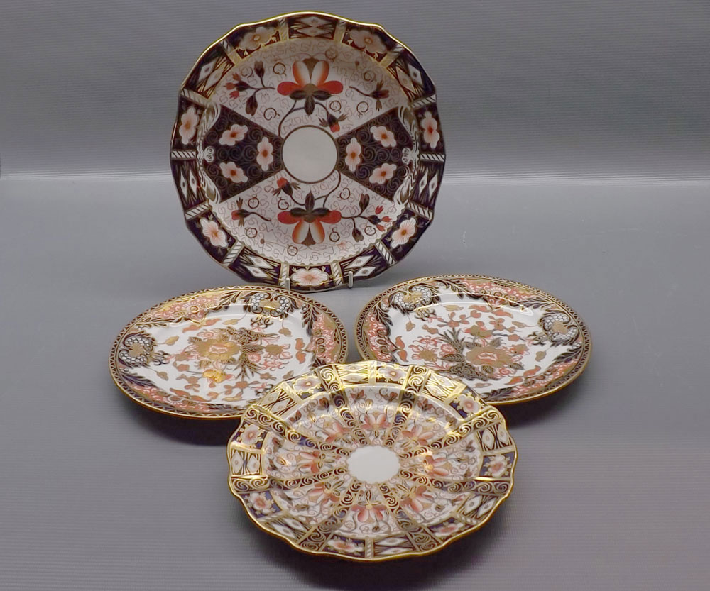Group of Crown Derby Wares to include, two Imari and floral decorated sandwich plates, larger