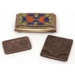 Indian white metal ingot inscribed Ten Tolas Fine 999 , a Dutch metal match-card holder, the lid