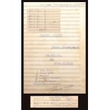 Sir Malcolm Arnold autograph sketch of Contrasts (Opus 134) 1988, Serenade for High Voice and String