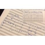Sir Malcolm Arnold autograph sketch of Concerto for flute and strings (Opus 45) 1954, allegro