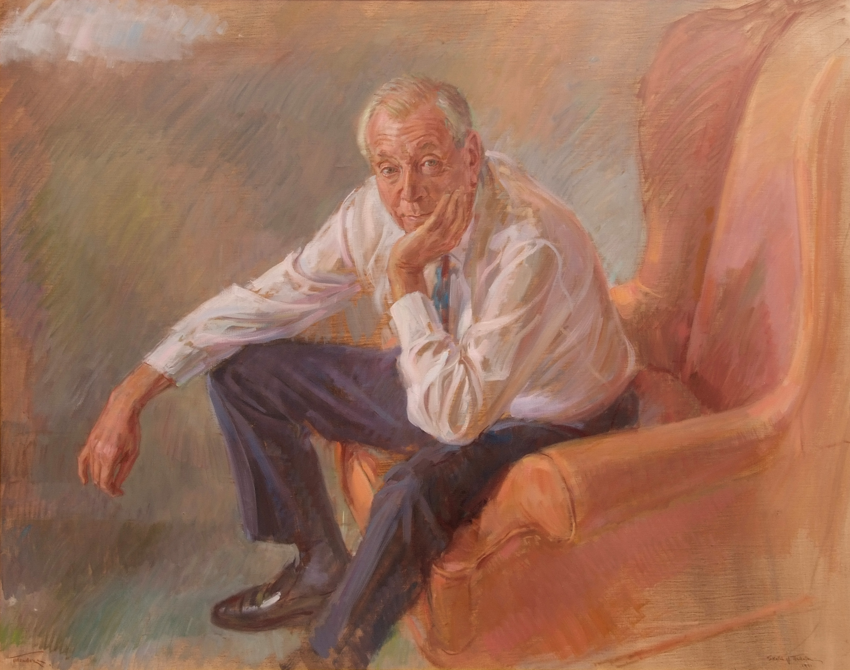 *June Mendoza, AO, OBE, RP, ROI, (Australian, born 1927), (large) Portrait of Sir Malcolm Arnold,