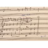 Sir Malcolm Arnold autograph sketch of a Quartet for Oboe and Strings (Opus 61) 1957, written for