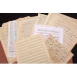 Sir Malcolm Arnold folder assorted autograph sketches random jottings etc