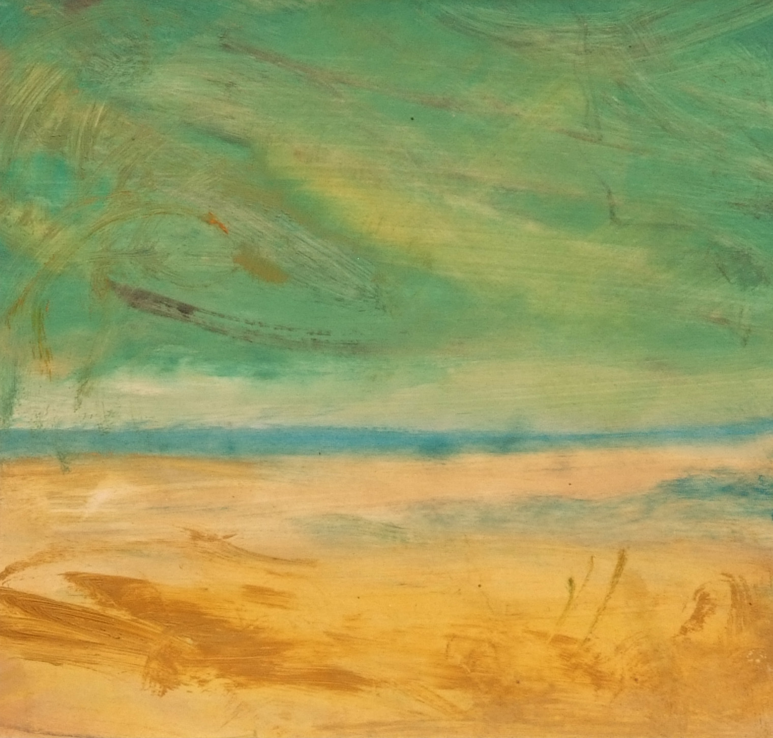*Gerhard van der Grinten, (German, born 1966,) pink/green abstracts,three oils on paper in one - Image 2 of 2