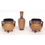 Pair of late 19th/early 20th century Doulton Lambeth stoneware vases of compressed circular form,