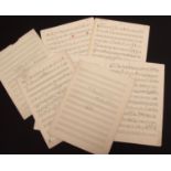 Sir Malcolm Arnold autograph full score of Quintet for Wind (Opus 2), 1942, allegro, presto, alla