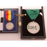 Cased hallmarked Silver presentation medal with ribbon Incorporated Society of Musicians presented