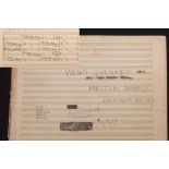 Sir Malcolm Arnold autograph full score of Quintet for Wind (Opus 2), 1942, allegro, presto, alla