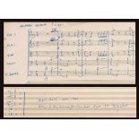 Philip Wood, autograph sketch arrangement, Overture arranged for string orchestra [1993] from Sir