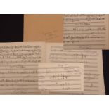 Sir Malcolm Arnold autograph sketches of Symphony No 7 (Opus 113) 1973 for orchestra, allegro