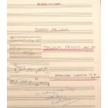 Sir Malcolm Arnold autograph full score of Fantasy for Cello (Opus 130) 1987, commissioned by Julian