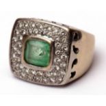 Gent s designer made high-grade precious metal dress ring featuring a square cut emerald to the