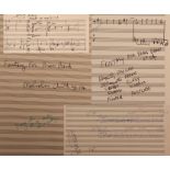 Sir Malcolm Arnold autograph sketch of Fantasy for Brass Band (Opus 1148) 1973 written for the