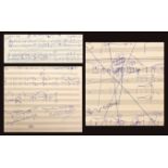 Sir Malcolm Arnold autograph sketch for Three Fantasies for Piano (Opus 129) 1986, lento e mesto,