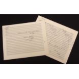 Sir Malcolm Arnold autograph sketches for Symphony for Brass (Opus 123) 1978 for piccolo, trumpet,