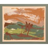 *Gerhard van der Grinten, (German, born 1966,) abstract in brown and green, coloured screen print on