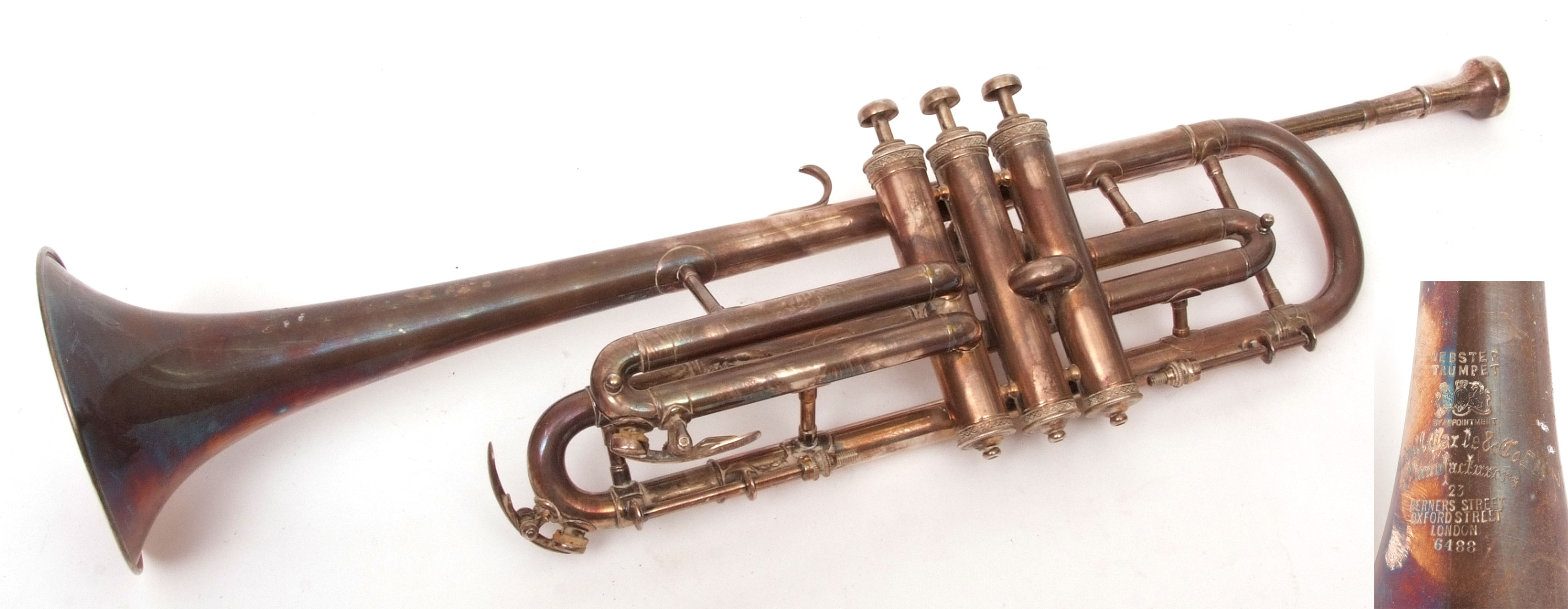 Rudall Carte & Co Webster Trumpet, number 6488, circa 1921