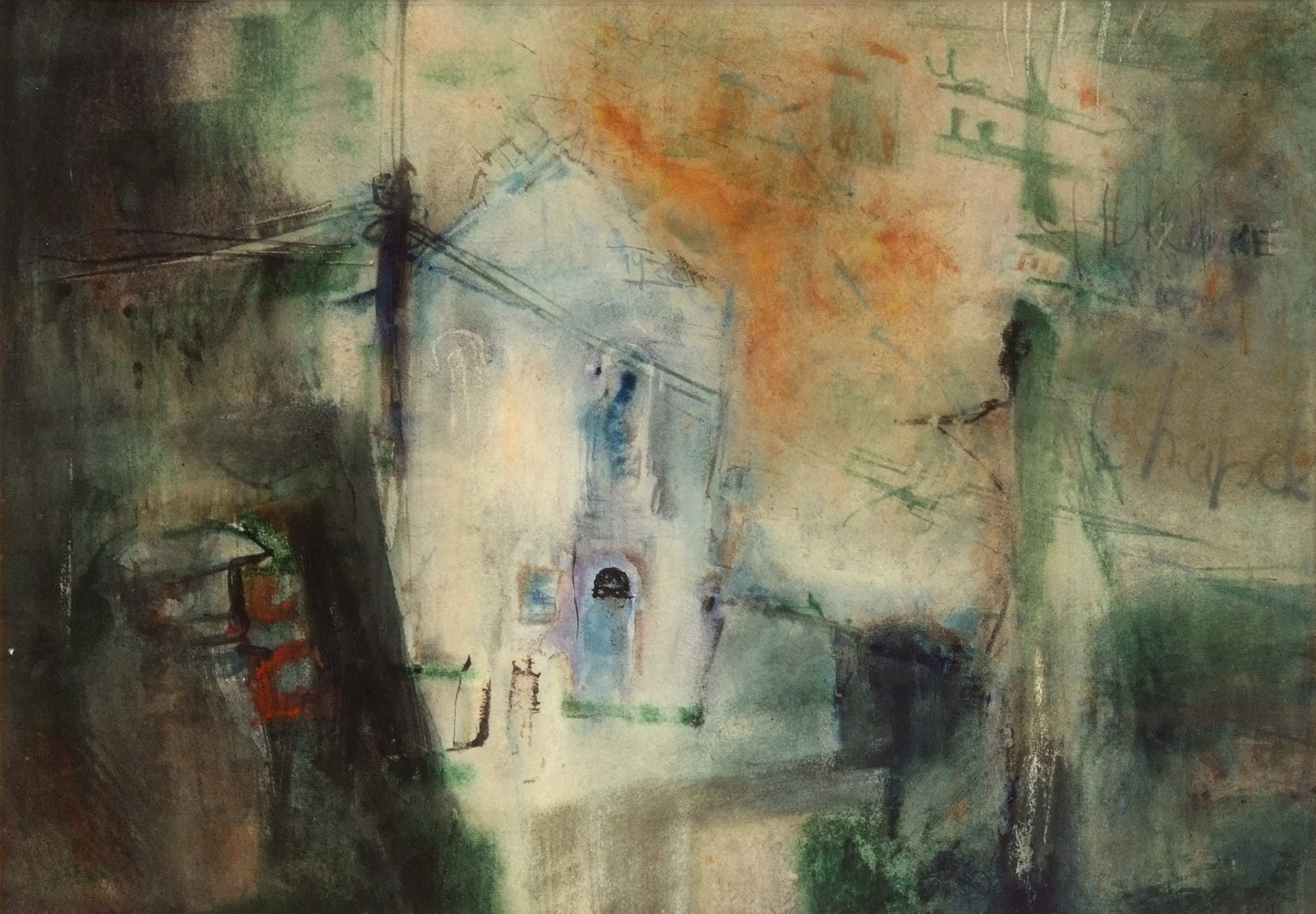 *Tony Giles (1925-1994, British) Chapel Mount Hark watercolour/gouache, inscribed verso, 14ins x