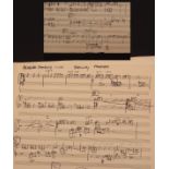 Sir Malcolm Arnold autograph sketch of a Railway Fanfare, 1975 for six fanfare trumpets written