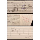 Sir Malcolm Arnold autograph sketch of Song of Freedom (Opus 109) 1972 for chorus of soprano and