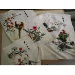 Folder: 20th century silk and needlework Japanese panels,decorated with various animals,birds,