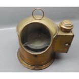 Brass ship's marine binnacle compass with helmet shaped case and side candle holder,10ins x 10ins