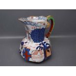 Davenport stoneware jug,decorated in Imari colours with dragon style handle,printed mark to base,