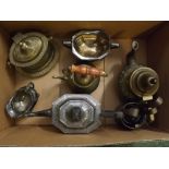 Box: silver three piece tea set with scrolling feet,ebonised handle and finial,together with a