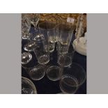 Set of five cut glass tumblers together with four smaller examples with half fluted decoration (8)