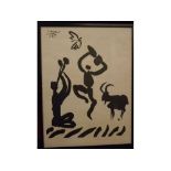 After Picasso,black and white print,Dancers and goat,19 x 14 1/2 ins