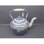 Modern Copeland Spode Italian designed tea kettle with blue printed design,handle to the top,14ins