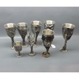 Group of sixteen Royal Selangor cast pewter tankards,with decorative castings of a bearded man,