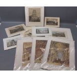 Packet of ten assorted topographical engravings and prints,including three of Oxford colleges and